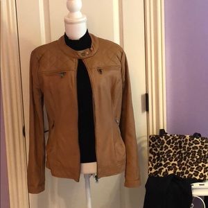 Caramel faux leather jacket